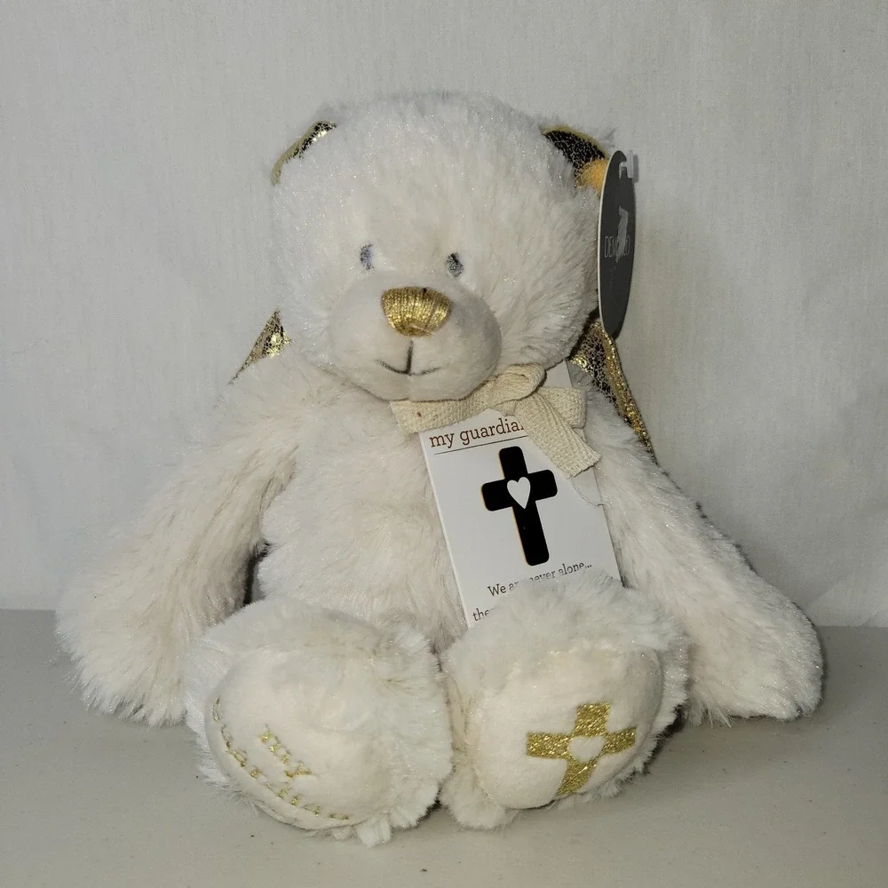 DEMDACO My Guardian Angel Teddy Bear White Gold Plush Stuffed Animal‎